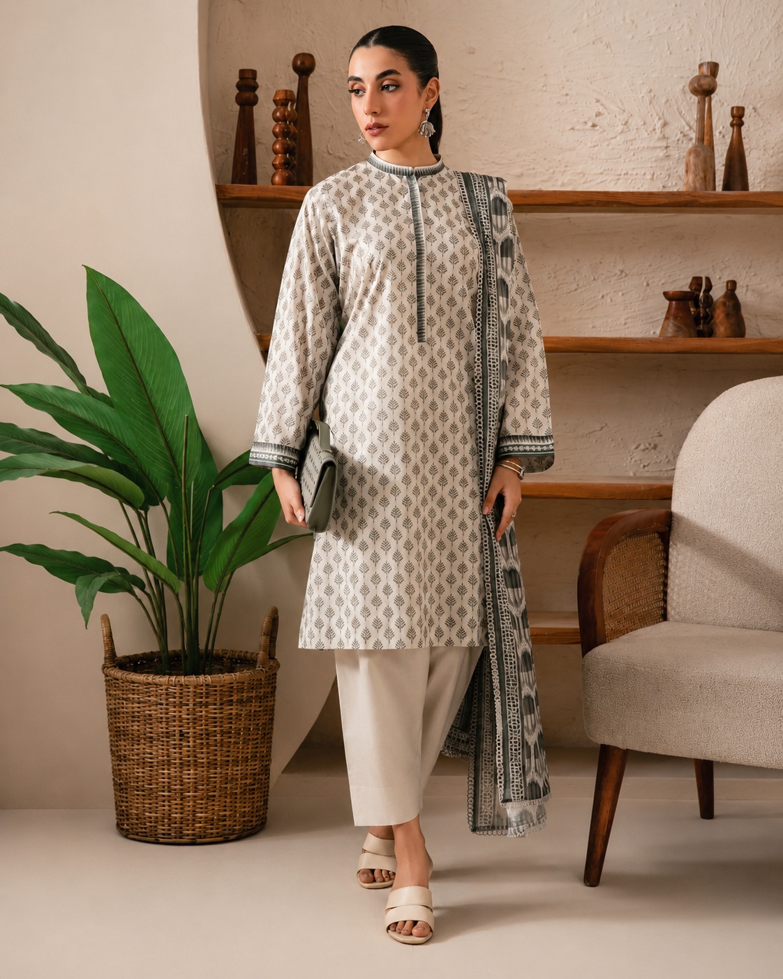 Premium Digital Printed Lawn 3-Piece Unstitched Suit
